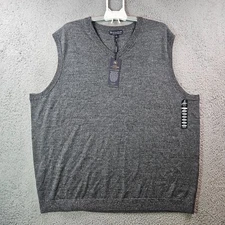 $89 NWT - Hart Schaffner Marx Sweater Vest Men 4XT 100% Fine Merino Wool Gray