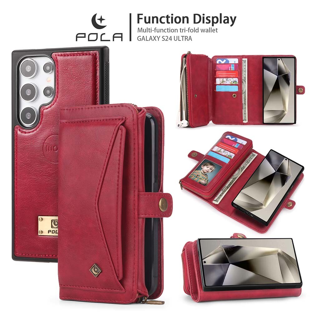 Leather Zipper Wallet Case for iPhone 15 14 Pro Max 13 12 11 XR XS Phone Cover