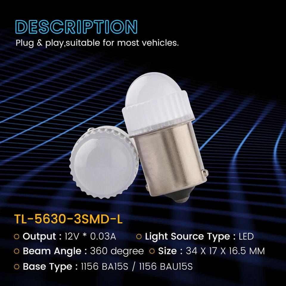 10Pcs 5630 3SMD P21W 1156 BA15S BAU15S 1157 BAY15D Turn Signal Light Bulbs 12V - Image 3 of 4