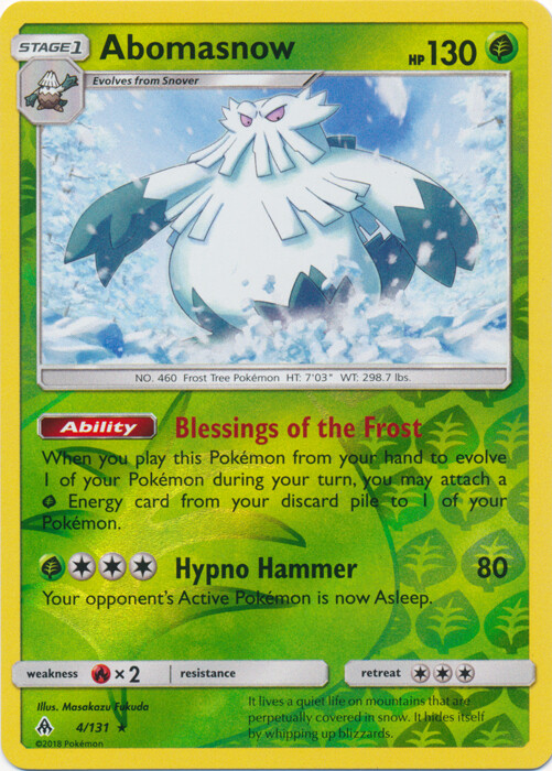 x1 Abomasnow - 4/131 - Rare - Reverse Holo Pokemon SM6 Forbidden Light M/NM