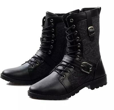 Mens High top Boots Lace up Side zip Military Boots Combat Knight Mid Calf  Shoes | eBay