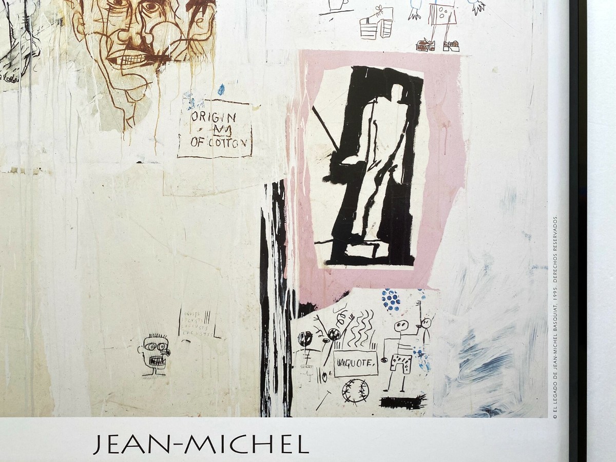 JEAN MICHEL BASQUIAT RARE LITHO PRINT FRAMED EXHIBITION POSTER