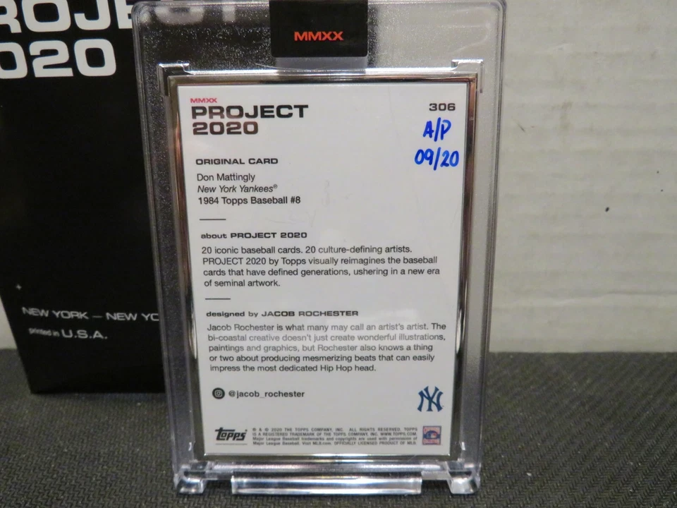 Topps PROJECT 2020 #306 Don Mattingly by Jacob Rochester - Artist Proof 9/20 - Image 2 of 3