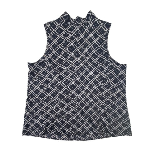 Lane Bryant Sleeveless Top Womens Size 20 Black White Blouse Ruffles & Keyhole - Picture 2 of 18