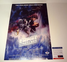 George Lucas Signed Star Wars The Empire Strikes Back Movie Poster PSA/DNA COA