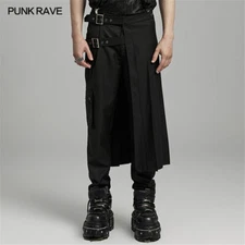 PUNK RAVE Men Retro style Black Steampunk Punk Rock Party Gothic Long pantskirt