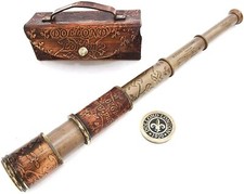 Brass Antique Telescope with Leather Case Vintage Spyglass Dollond London Gifts