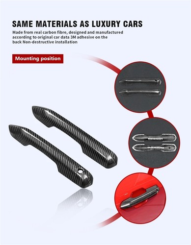 2×Real Carbon Fiber Outer Side Door Handle Panel Trim For Ford Mustang 2024-2025 - Picture 8 of 15