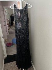 Morilee Madeline Gardner Black Beaded Prom Dress size 12