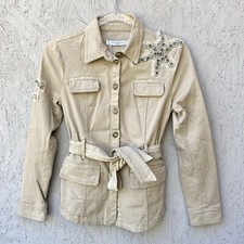 Nwt Marella Sport Beaded Pearl Rhinestone Belted Utility Military Jacket Us 2