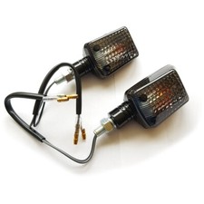 Motorcycle Motorbike Mini Indicators Black Short Stem with Smoked Lens - 1 Pair