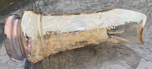 Grand pichet verre soufflé émaillé irisé décor fleurs sauvages Legras?Gallé? - Imagen 8 de 9