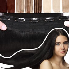 THICK One Piece Clip In 100 Remy Human Hair Extensions 3/4 Full Head Weft