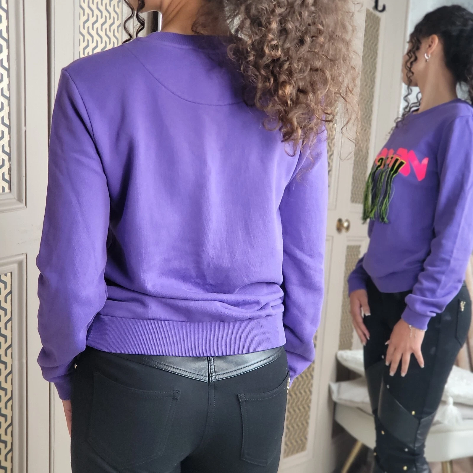 Felpa maglione top Gianni Versace Versus viola con logo nappa ERA 385€ Medium