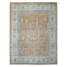 7'10" x 10'2" Brown Natural Wool Afghan Angora Oushak Hand Knotted Rug R70575