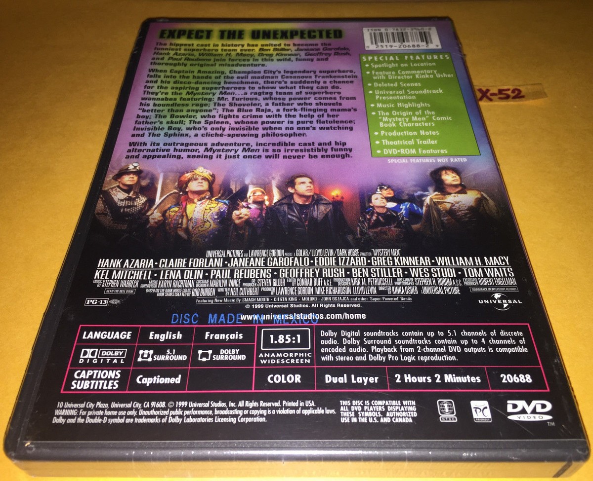 Mystery Men DVD Ben Stiller Paul Reubens Geoffrey Rush Hank Azaria