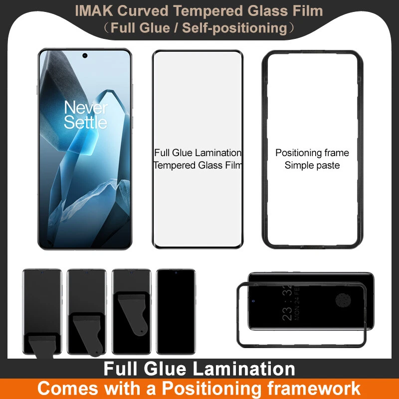 Protector de pantalla de vidrio templado curvo 3D pegamento completo imak para OnePlus 13 Foto 2 de 4