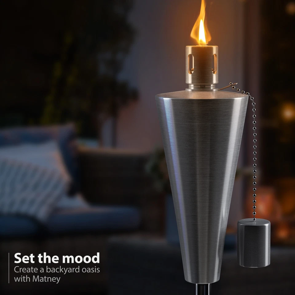 Matney Stainless Steel Tiki Torches, 5 Ft Outdoor Citronella Oil Lamp, 4 Set - Image 3 of 4