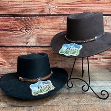 Men Women Faux Felt Western Cowboy Round Indiana Hat Tejana Vaquera Rodeo Unisex