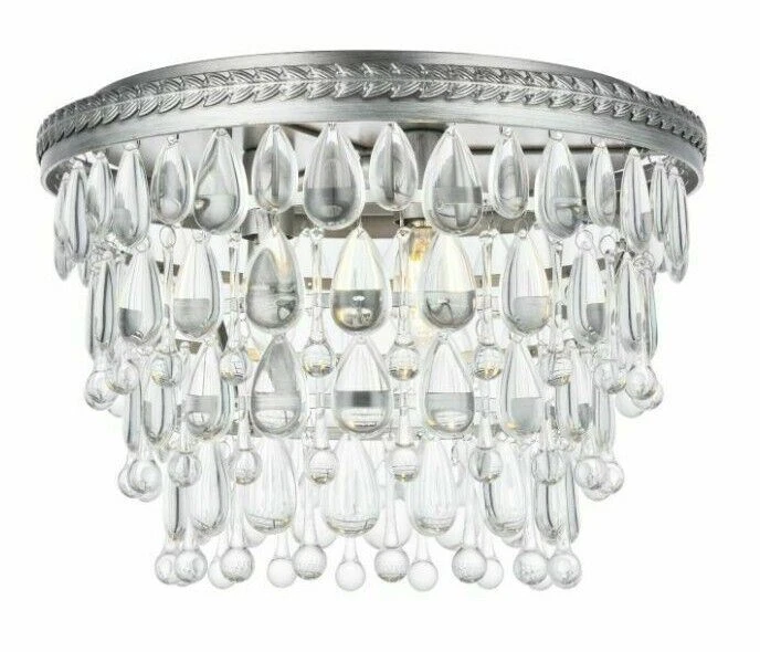 Suporte embutido antigo prata sala de jantar cristal gota luz banheiro iluminação 15" - Imagem 2 de 4