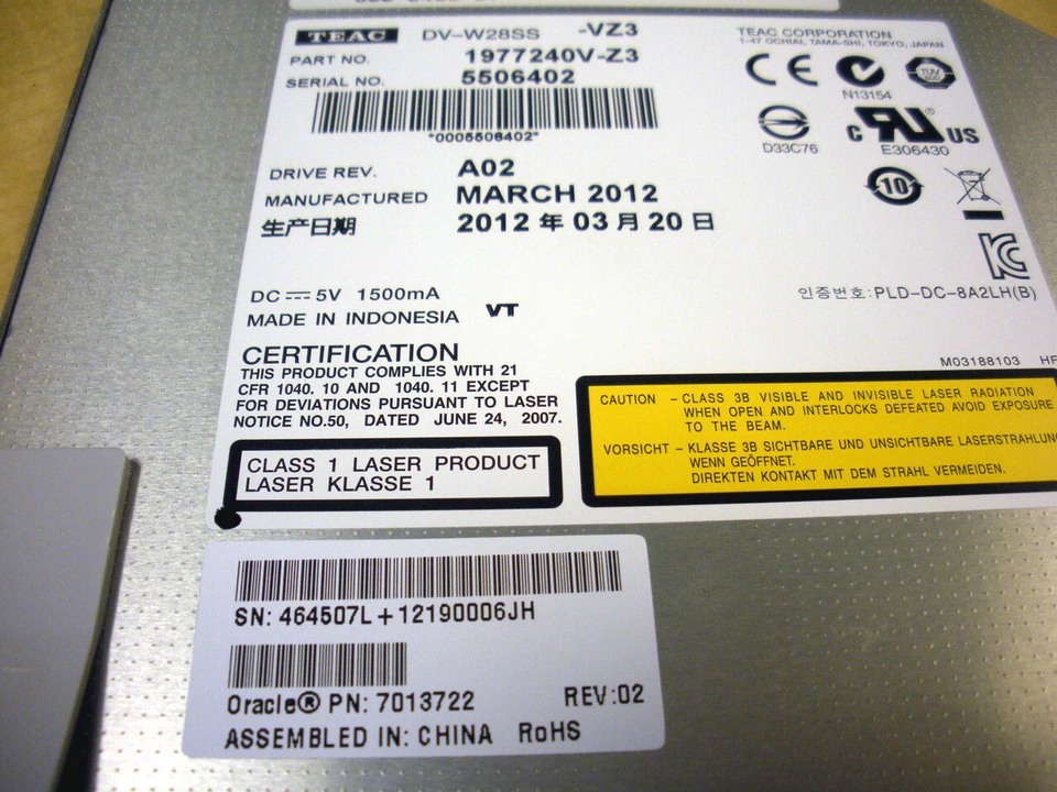 Sun 7013722 8x DVD / 24x CD Writer Assembly SATA 390-0486 - Image 3 of 3