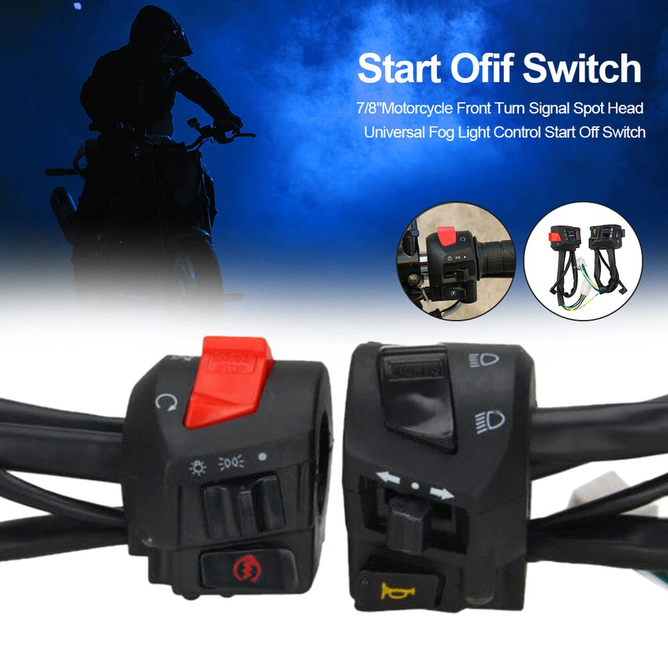 2X Motorcycle 7/8in Handlebar Horn Turn Signal Light Start Button Control Switch - Image 3 of 4