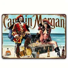 metal tin sign whiskey Captain Morgan & Lady Morgan