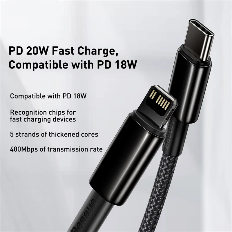 Baseus 20W PD USB C To iPhone Cable For iPhone 14 13 11 8 X PD Fast Charge Cable - Image 2 of 4