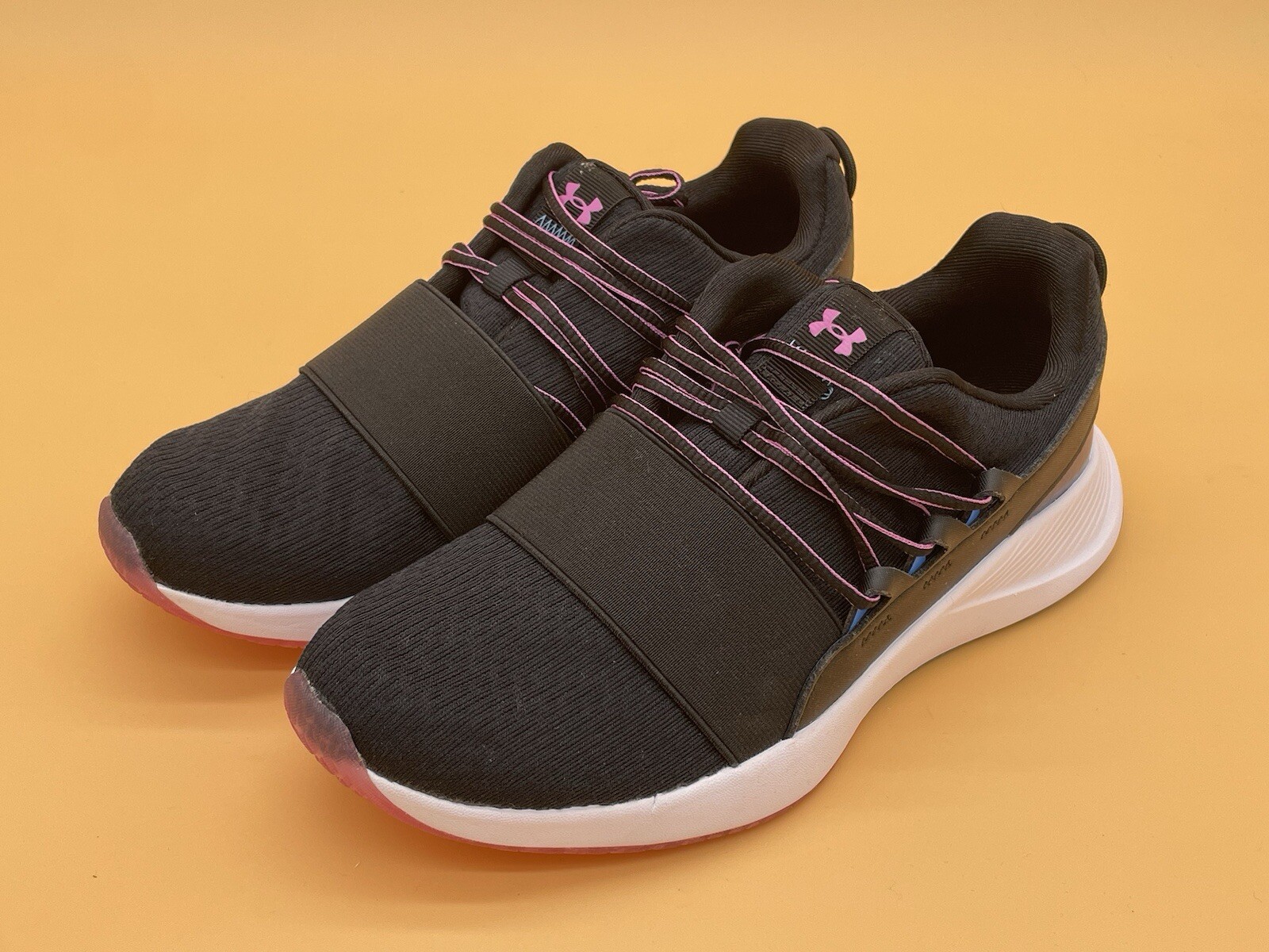 Size 8 Under Armour Women Charged Breathe CLR Running Shoes Lace Up Black