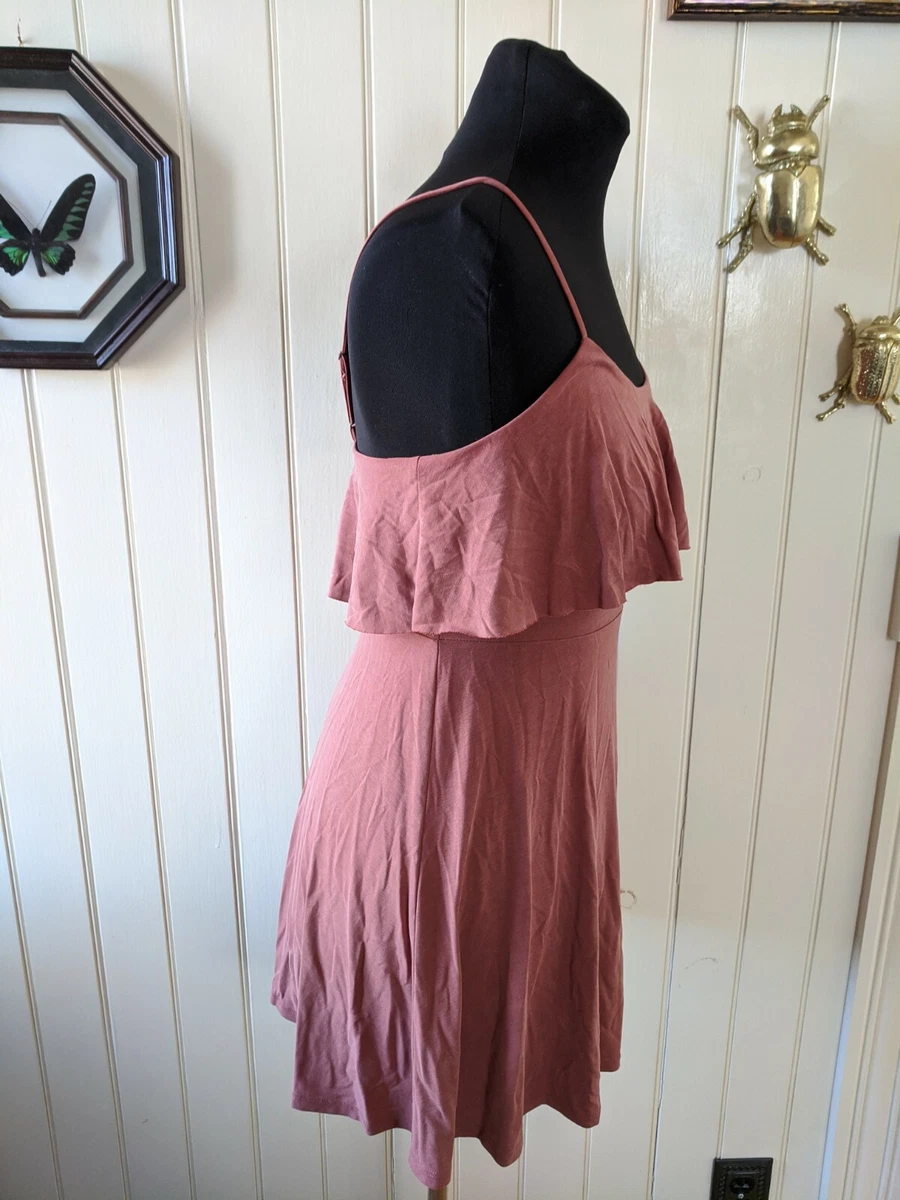 Forever 21 earth Red terra cotta Sleeveless Strap Dress Ruffle Tiered Sz M NWOT