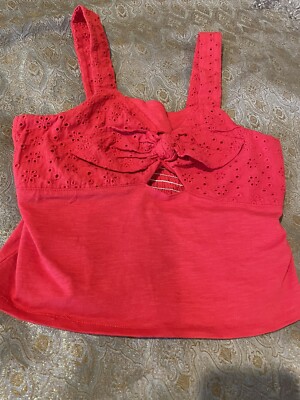 zara girls 11/12 runs small 9/10Y red eyelet cotton Tank Top