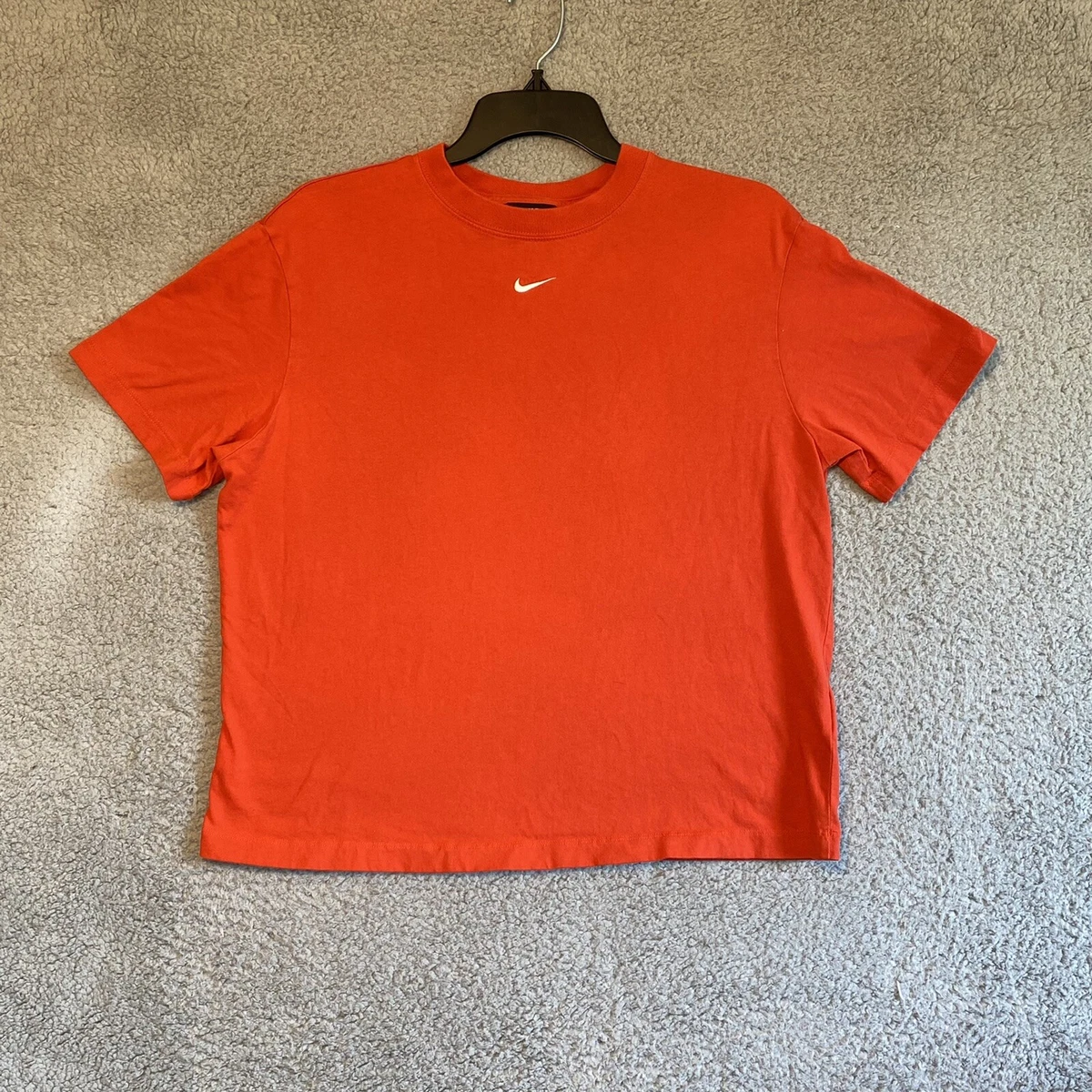 Nike Shirt Mens Small Red 100 Cotton Tee White Swoosh Collar