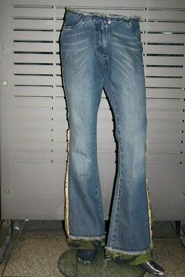 mogul Jeans SHANDAL neu stone blau ausgestellt 90er Vintage 2-farbig camo