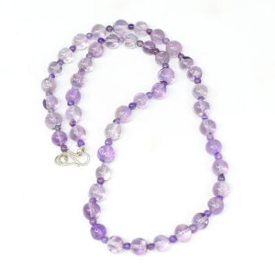 Schöne Halskette runde Form 129,00 kt lila Amethyst Perlen VK 17 E537