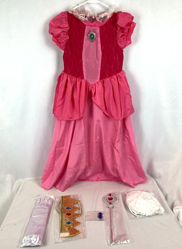 Princess Peach Classic Girls Costume 130(9-10) Medium Super Mario w/ accessories
