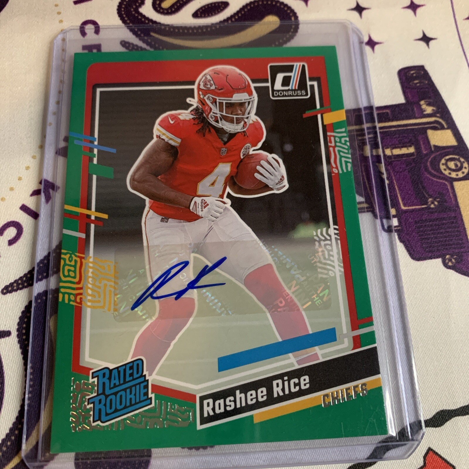 2023 Panini Donruss Rashee Rice Green Rated Rookie Auto RC #350 Chiefs