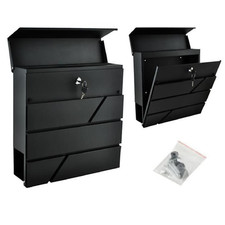 Cassetta Postale Box Porta Lettere da Parete Moderna per Esterno In Acciaio Nera