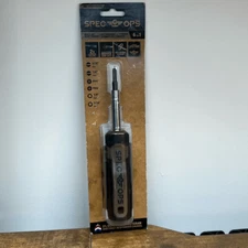 Spec Ops Tools Multi-Bit Screwdriver, 6-in-1, Magnetized Silver, Khaki, Black