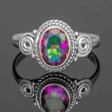 Mystic Topaz Silver Ring , 925 Sterling Silver Ring ,Handmade Silver Ring