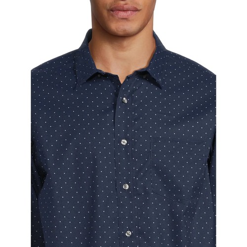 George Men's Long Sleeve Poplin Button-Up Shirt Blue Cove Geo Size L - Picture 10 of 16