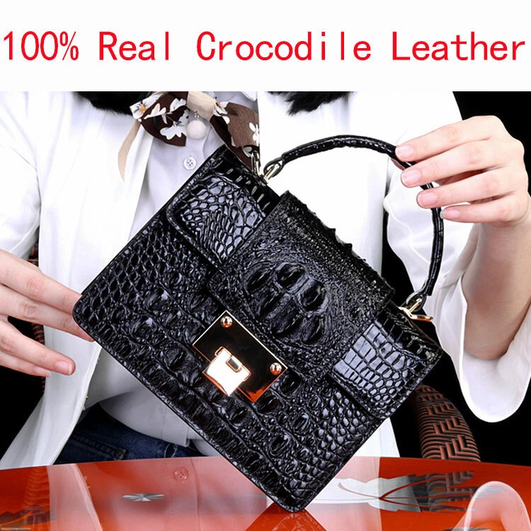 Real 100 Crocodile Alligator Skin Leather Women Luxury Handbag
