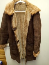 Sawyer of Napa Vintage Rancher Brown Shearling  Suede Coat XS Adult Sheepskin