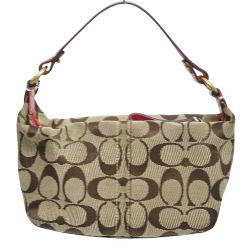 COACH Shoulder Bag Purse Pouch Signature Canvas Brown Authentic - Picture 15 of 24