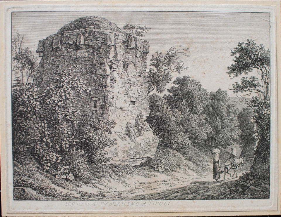 Johann Christian Reinhart Tivoli Sepolcro antico Klassizismus Kupferstich 1792 - Bild 4 von 4