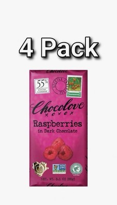 Chocolove Premium Dark Chocolate Raspberries Bars 3.1 Oz Pack Of 4
