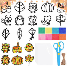 Herbst Bastelset Kinder, 13 Stück Fensterbilder Herbst Basteln mit Kindern, Herb