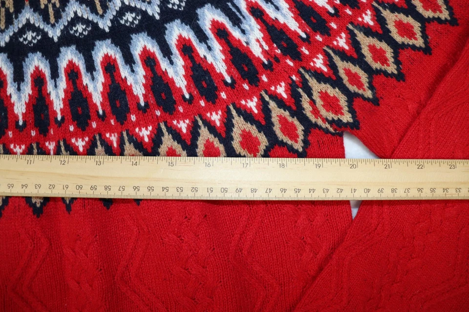 Suéter Vineyard Vines Rojo Med Fair Isle Mezcla de Lana Merino Pullover Preparación para Vacaciones Foto 4 de 4
