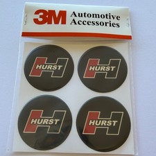 Hurst Shifter Logo Wheel Emblems Red Chrome  Black For Flat Surface Caps