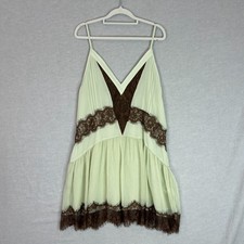 Zara Dress Mint Green Slip Brown Lace Fairy Whimsical Romantic Size Small Dainty