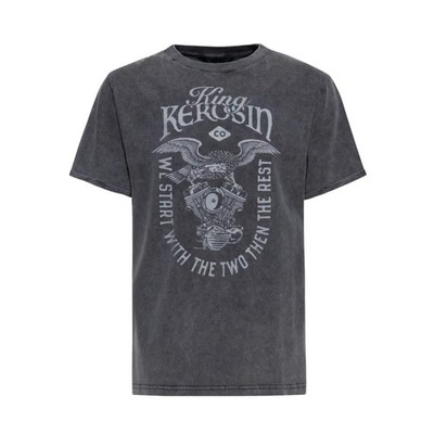 King Kerosin T-Shirt Herren Grau Print Biker Baumwolle S-5XL
